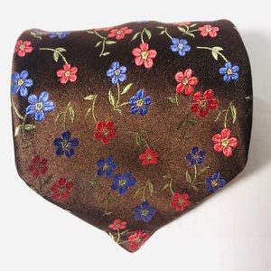 Altea Milano 100% Silk Brown Floral Flower Men Tie